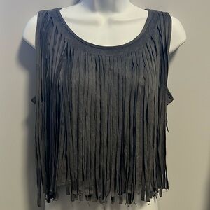 Penelope Fringe crop tesel. Gray Suede look and feel. Women’s sz M.